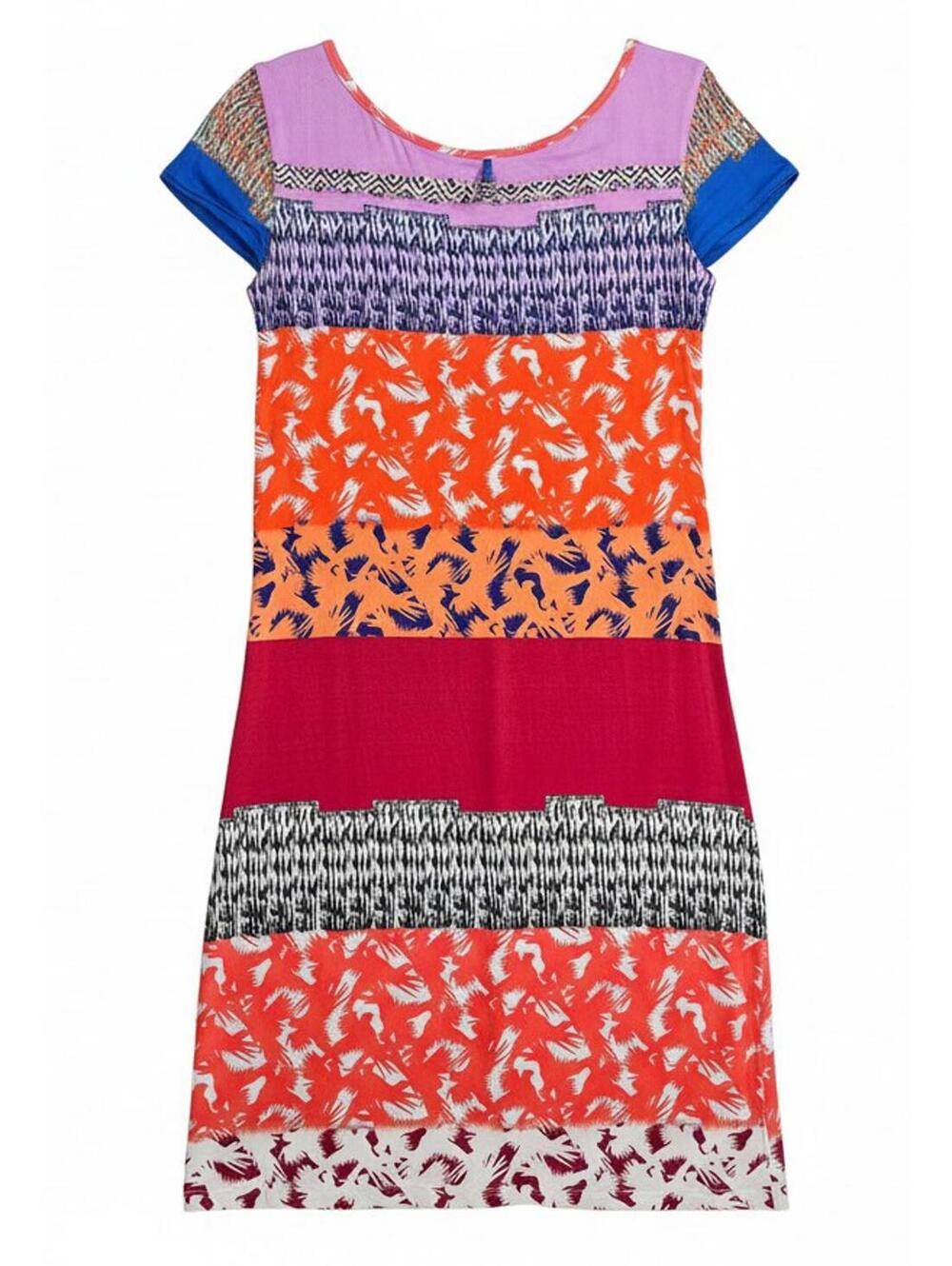 Y2K Vtg Save The Queen Italy Patchwork Knit Dress Multi Print Boho Small - Picture 2 of 11